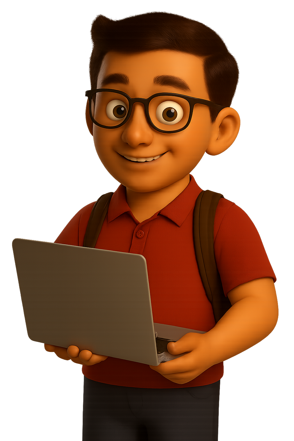 Caricature student holding a sign